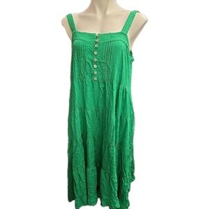 NWT Women's Salty Bright Green Midi Dress Sz 16 Pockets Adjustable Straps
